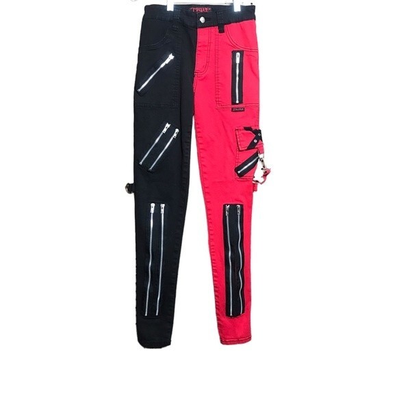Tripp NYC red and black split bondage pants - Picture 2 of 6